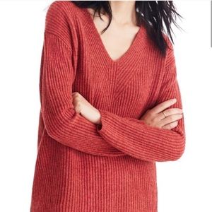 Madewell Woodside Wool Pullover Sweater Orange S